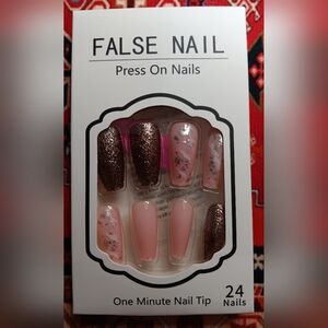 ⭐️SIZE. MED, SQ TIP, BROWNS, PINKS, GRAYS, DESIGN, GLITTER LONG NAILS!